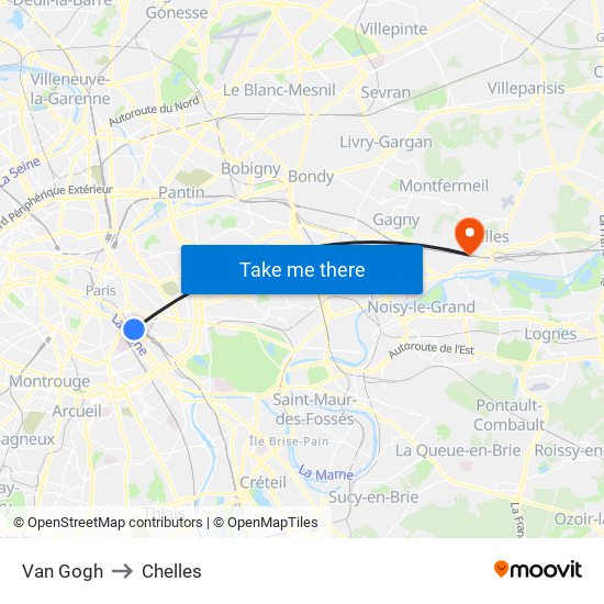 Van Gogh to Chelles map