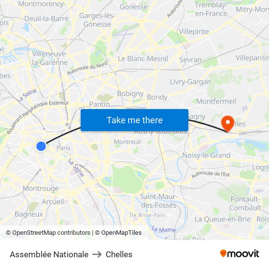 Assemblée Nationale to Chelles map