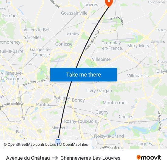 Avenue du Château to Chennevieres-Les-Louvres map