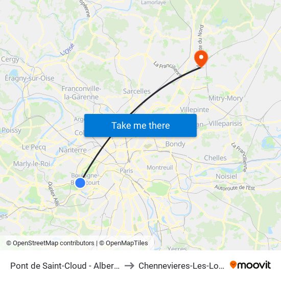 Pont de Saint-Cloud - Albert Kahn to Chennevieres-Les-Louvres map