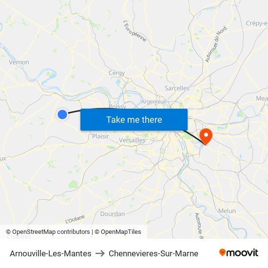 Arnouville-Les-Mantes to Chennevieres-Sur-Marne map