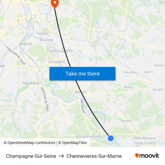 Champagne-Sur-Seine to Chennevieres-Sur-Marne map