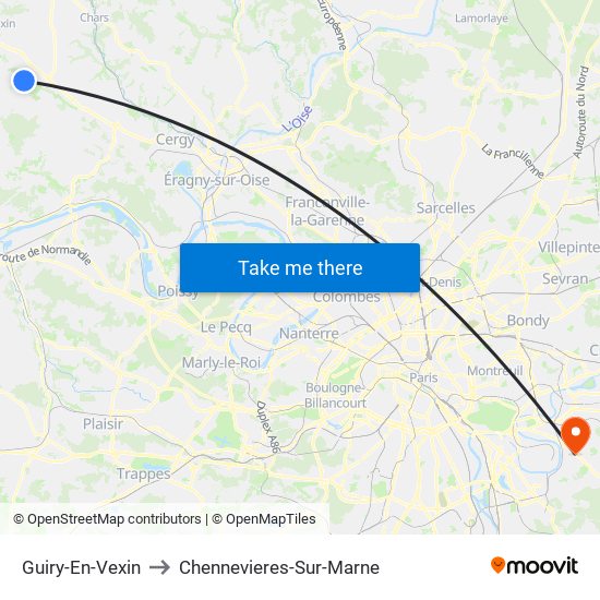 Guiry-En-Vexin to Chennevieres-Sur-Marne map