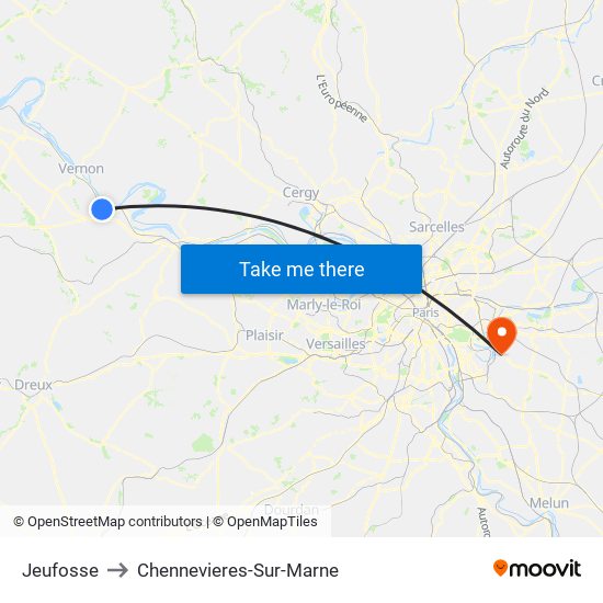 Jeufosse to Chennevieres-Sur-Marne map
