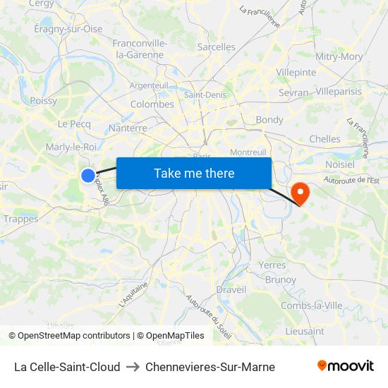 La Celle-Saint-Cloud to Chennevieres-Sur-Marne map