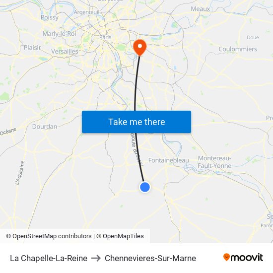 La Chapelle-La-Reine to Chennevieres-Sur-Marne map