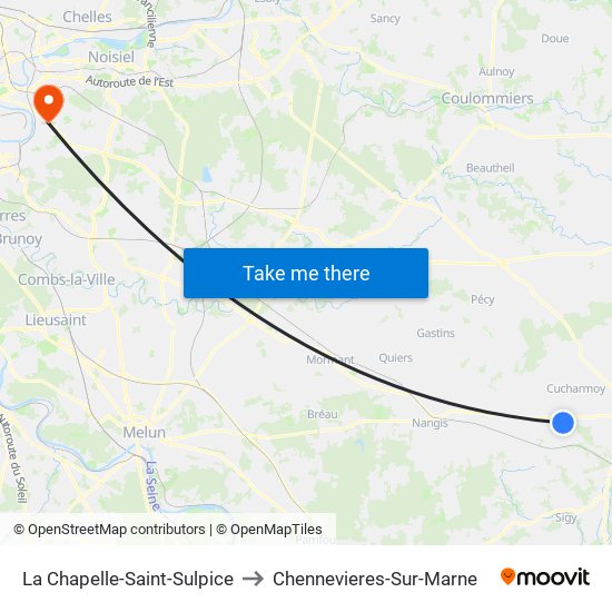 La Chapelle-Saint-Sulpice to Chennevieres-Sur-Marne map