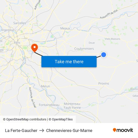La Ferte-Gaucher to Chennevieres-Sur-Marne map