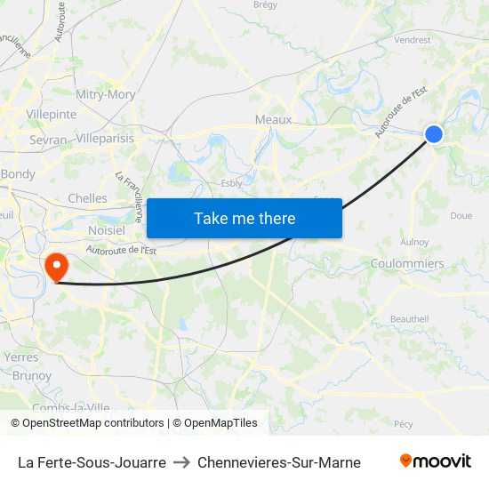 La Ferte-Sous-Jouarre to Chennevieres-Sur-Marne map