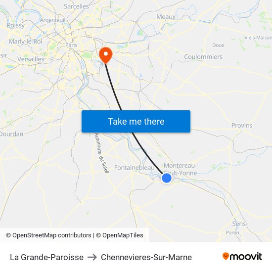 La Grande-Paroisse to Chennevieres-Sur-Marne map