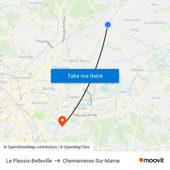 Le Plessis-Belleville to Chennevieres-Sur-Marne map
