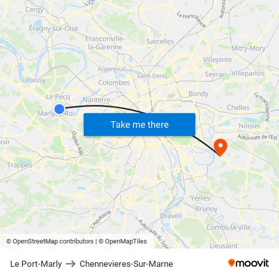 Le Port-Marly to Chennevieres-Sur-Marne map