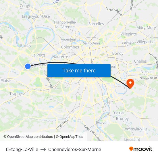 L'Etang-La-Ville to Chennevieres-Sur-Marne map