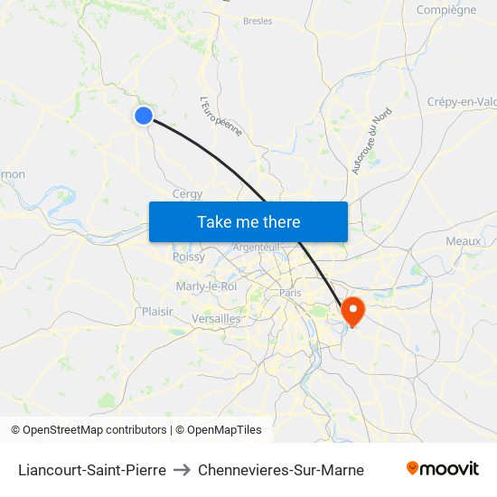 Liancourt-Saint-Pierre to Chennevieres-Sur-Marne map