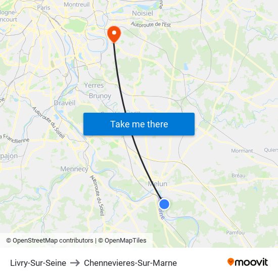 Livry-Sur-Seine to Chennevieres-Sur-Marne map