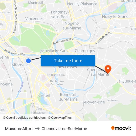 Maisons-Alfort to Chennevieres-Sur-Marne map