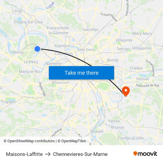 Maisons-Laffitte to Chennevieres-Sur-Marne map