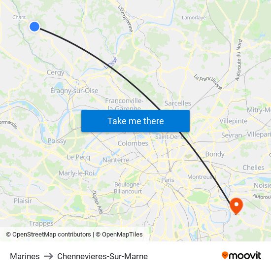 Marines to Chennevieres-Sur-Marne map