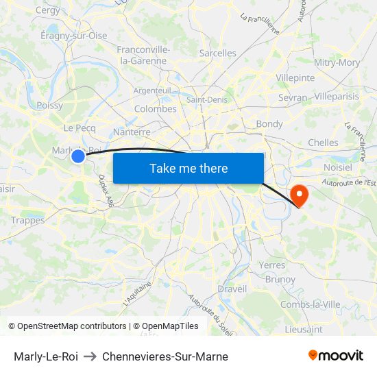 Marly-Le-Roi to Chennevieres-Sur-Marne map