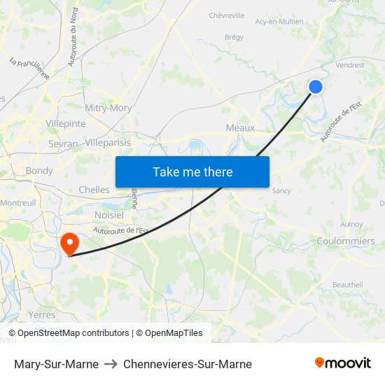 Mary-Sur-Marne to Chennevieres-Sur-Marne map