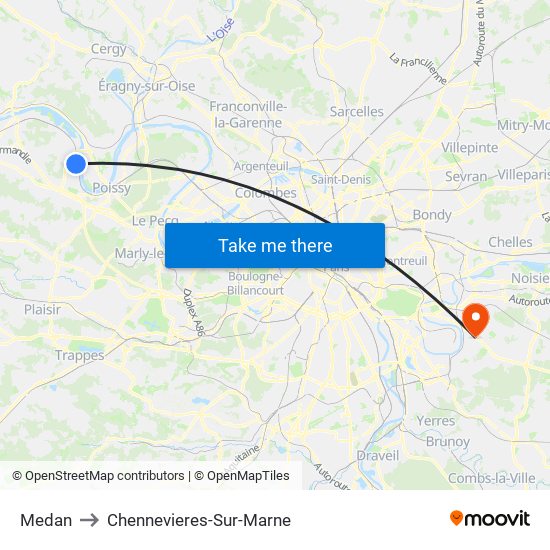 Medan to Chennevieres-Sur-Marne map