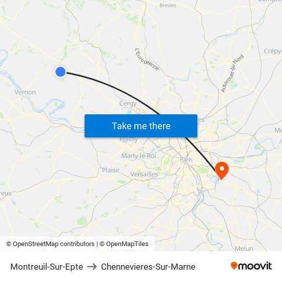 Montreuil-Sur-Epte to Chennevieres-Sur-Marne map