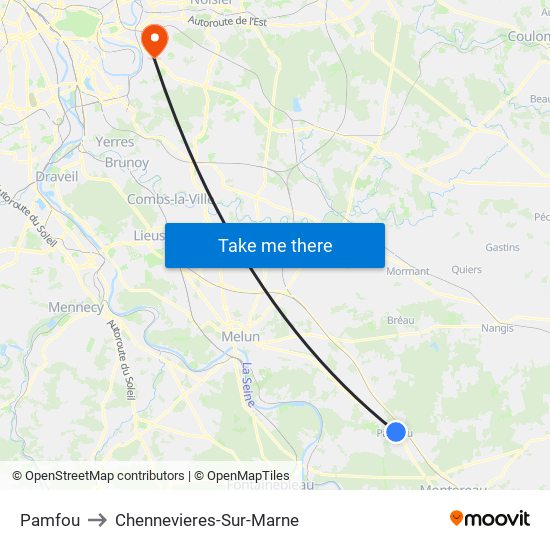 Pamfou to Chennevieres-Sur-Marne map