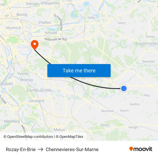 Rozay-En-Brie to Chennevieres-Sur-Marne map