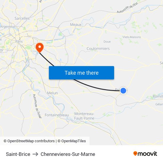 Saint-Brice to Chennevieres-Sur-Marne map