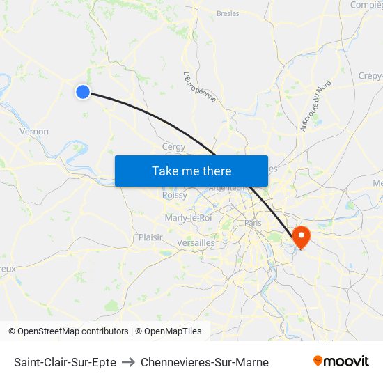 Saint-Clair-Sur-Epte to Chennevieres-Sur-Marne map