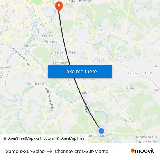 Samois-Sur-Seine to Chennevieres-Sur-Marne map