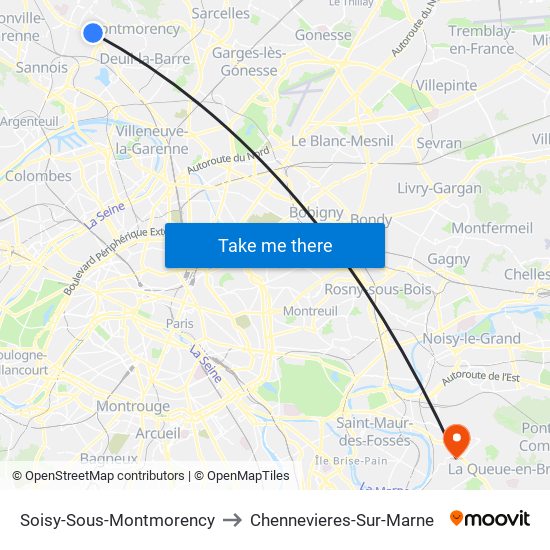 Soisy-Sous-Montmorency to Chennevieres-Sur-Marne map