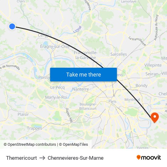 Themericourt to Chennevieres-Sur-Marne map