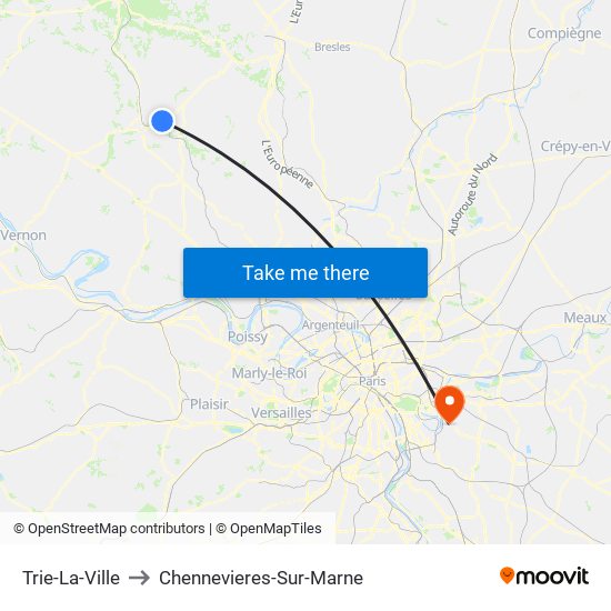 Trie-La-Ville to Chennevieres-Sur-Marne map