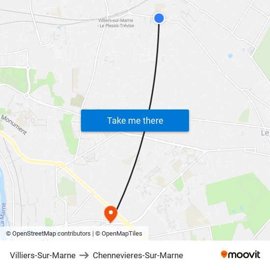 Villiers-Sur-Marne to Chennevieres-Sur-Marne map
