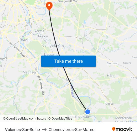 Vulaines-Sur-Seine to Chennevieres-Sur-Marne map