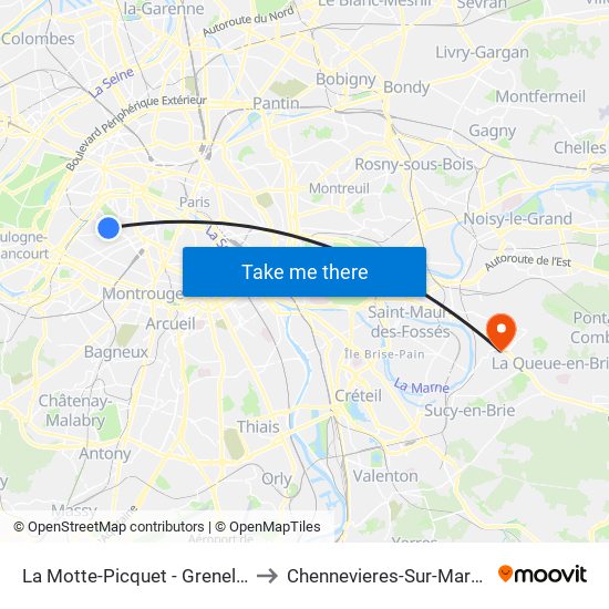 La Motte-Picquet - Grenelle to Chennevieres-Sur-Marne map