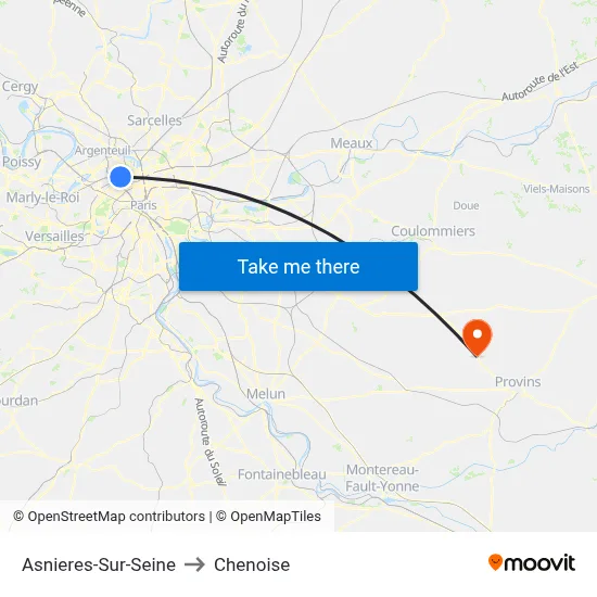 Asnieres-Sur-Seine to Chenoise map