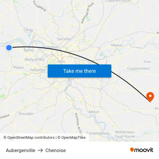 Aubergenville to Chenoise map
