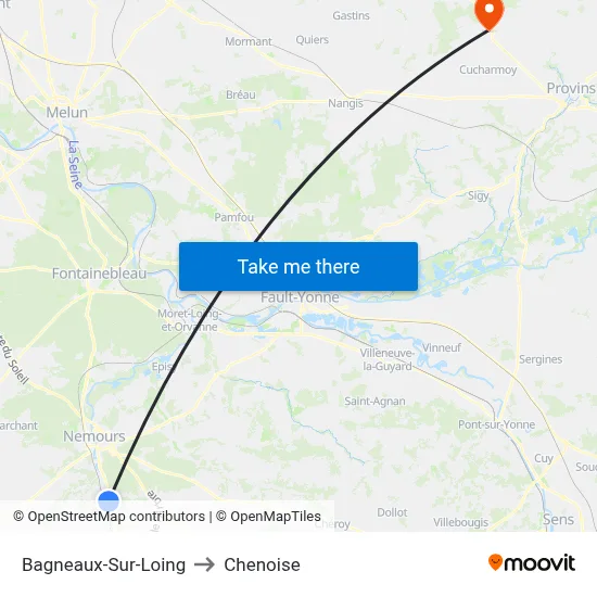 Bagneaux-Sur-Loing to Chenoise map