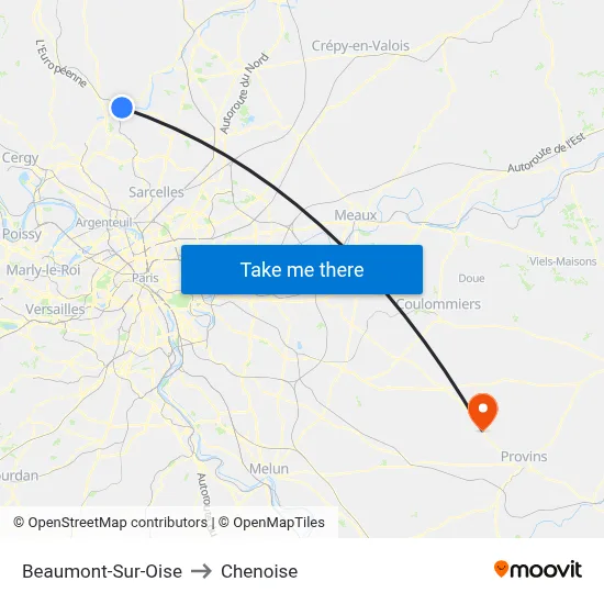 Beaumont-Sur-Oise to Chenoise map