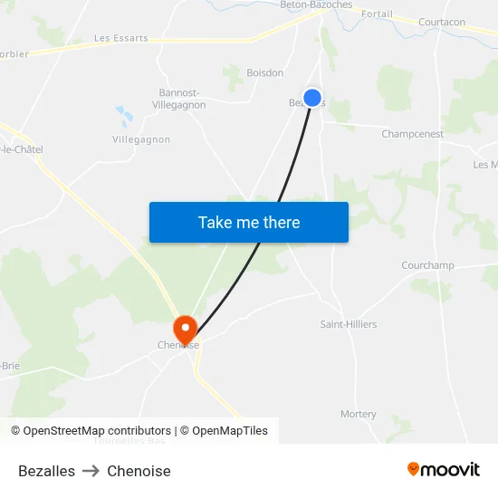 Bezalles to Chenoise map