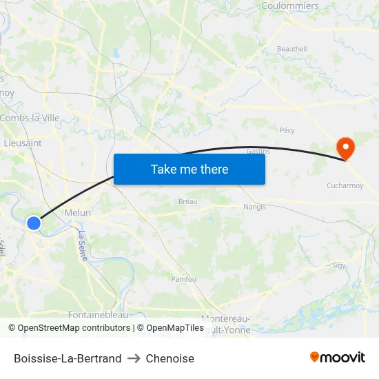 Boissise-La-Bertrand to Chenoise map