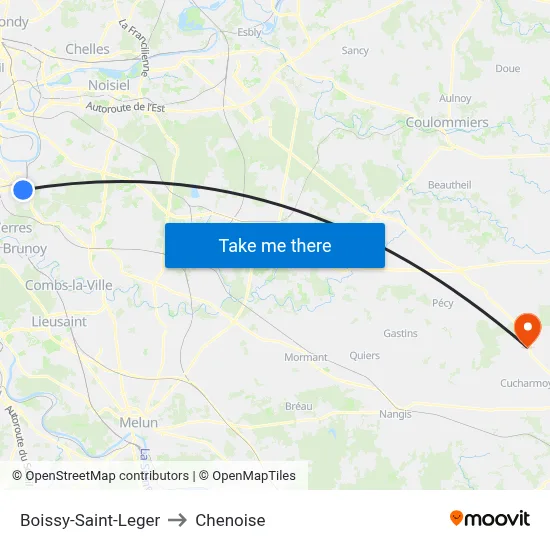 Boissy-Saint-Leger to Chenoise map