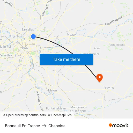 Bonneuil-En-France to Chenoise map