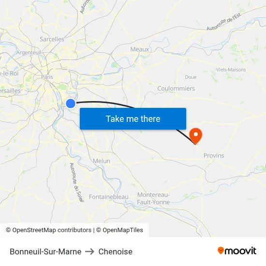 Bonneuil-Sur-Marne to Chenoise map