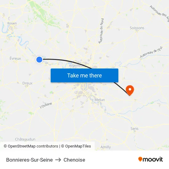 Bonnieres-Sur-Seine to Chenoise map