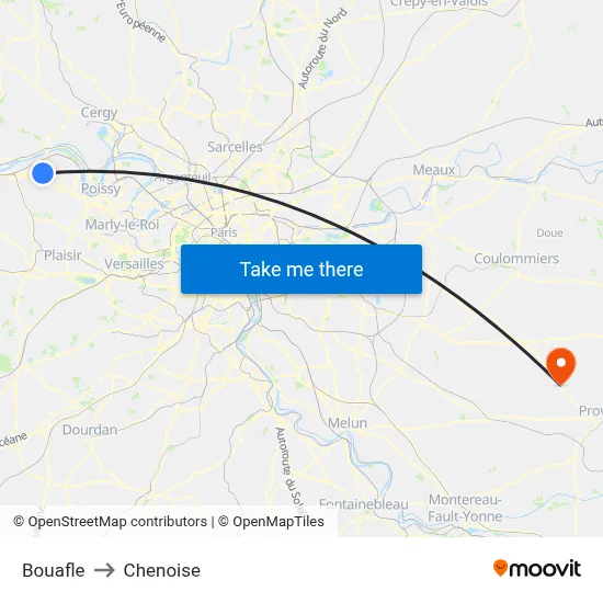 Bouafle to Chenoise map