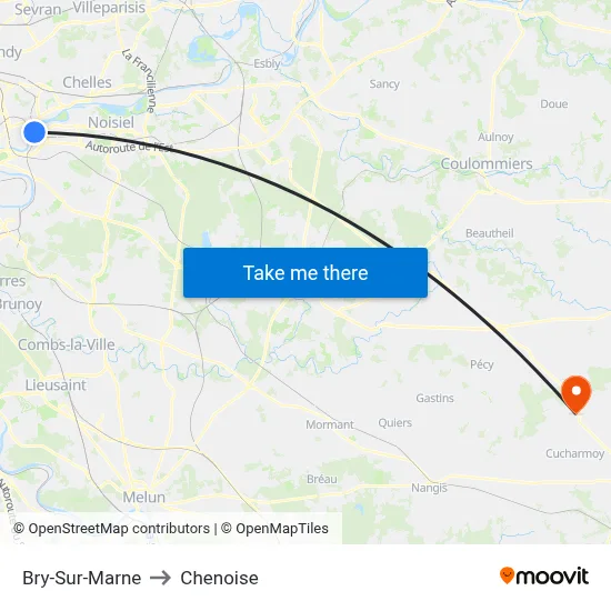 Bry-Sur-Marne to Chenoise map