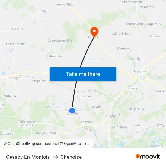 Cessoy-En-Montois to Chenoise map